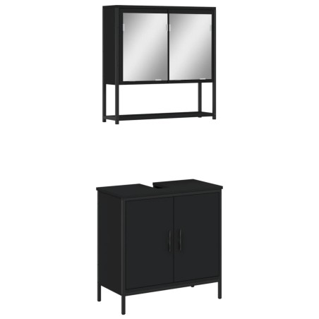 vidaXL Juego de muebles de baño 2 pzas madera contrachapada negro