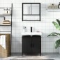 vidaXL Juego de muebles de baño 2 pzas madera contrachapada negro
