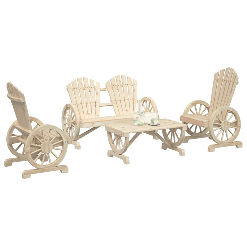 vidaXL Juego de muebles de jardín 4 piezas madera maciza de abeto vidaXL Juego de muebles de jardín 4 piezas madera maciza de abeto