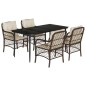vidaXL Set comedor de jardín 5 piezas y cojines ratán sintético marrón vidaXL Set comedor de jardín 5 piezas y cojines ratán sintético marrón