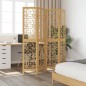 vidaXL Biombo separador de 4 paneles madera maciza paulownia marrón vidaXL Biombo separador de 4 paneles madera maciza paulownia marrón