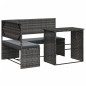 vidaXL Sofá de jardín en forma de L con mesa y cojines ratán PE gris vidaXL Sofá de jardín en forma de L con mesa y cojines ratán PE gris