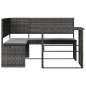 vidaXL Sofá de jardín en forma de L con mesa y cojines ratán PE gris vidaXL Sofá de jardín en forma de L con mesa y cojines ratán PE gris