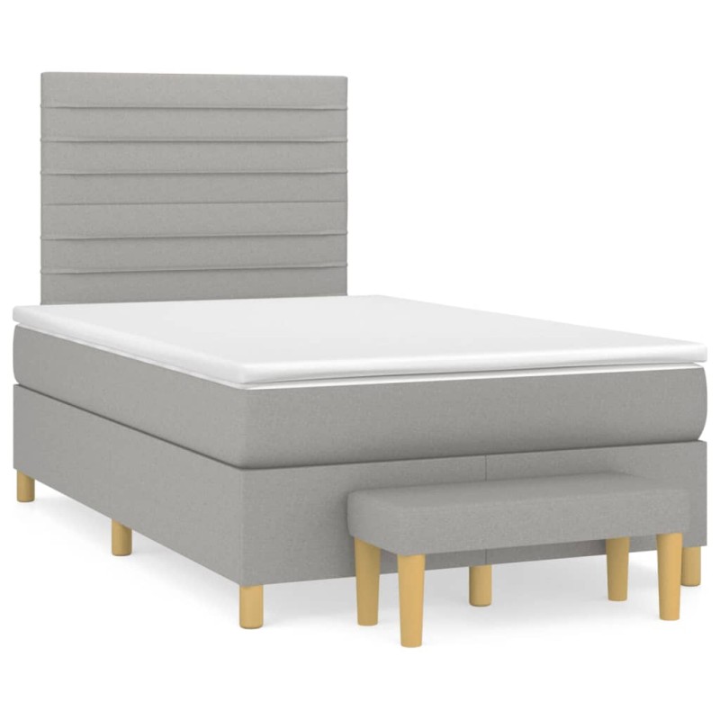 vidaXL Cama box spring con colchón tela gris claro 120x190 cm vidaXL Cama box spring con colchón tela gris claro 120x190 cm