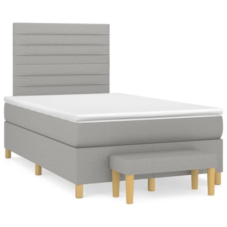 vidaXL Cama box spring con colchón tela gris claro 120x190 cm