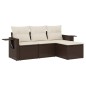 vidaXL Set de sofás de jardín 4 pzas y cojines ratán sintético marrón vidaXL Set de sofás de jardín 4 pzas y cojines ratán sintético marrón