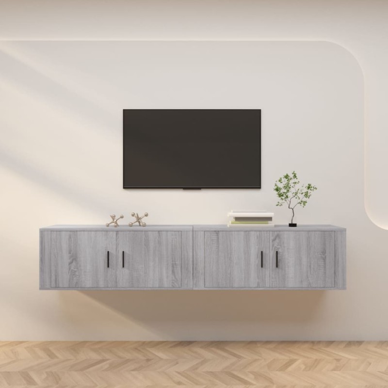 vidaXL Muebles para TV de pared 2 uds gris Sonoma 100x34,5x40 cm vidaXL Muebles para TV de pared 2 uds gris Sonoma 100x34,5x40 cm