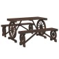 vidaXL Juego de comedor de jardín 3 piezas madera maciza de abeto vidaXL Juego de comedor de jardín 3 piezas madera maciza de abeto