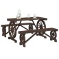 vidaXL Juego de comedor de jardín 3 piezas madera maciza de abeto vidaXL Juego de comedor de jardín 3 piezas madera maciza de abeto