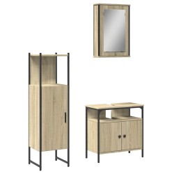 vidaXL Set de muebles de baño 3 pzas madera contrachapada roble Sonoma