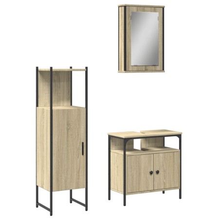 vidaXL Set de muebles de baño 3 pzas madera contrachapada roble Sonoma