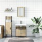 vidaXL Set de muebles de baño 3 pzas madera contrachapada roble Sonoma vidaXL Set de muebles de baño 3 pzas madera contrachapada roble Sonoma