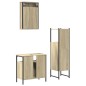 vidaXL Set de muebles de baño 3 pzas madera contrachapada roble Sonoma vidaXL Set de muebles de baño 3 pzas madera contrachapada roble Sonoma