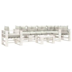 vidaXL Set muebles de palets para jardín 7 pzas madera cojines beige