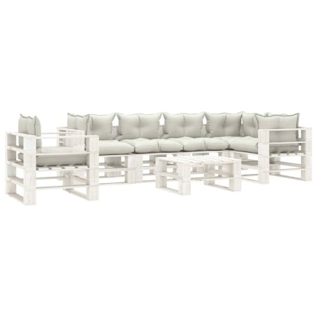 vidaXL Set muebles de palets para jardín 7 pzas madera cojines beige