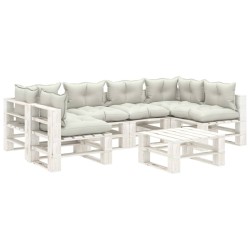 vidaXL Set muebles de palets para jardín 7 pzas madera cojines beige