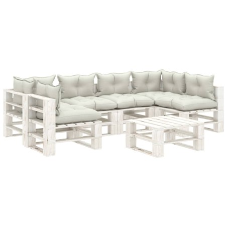 vidaXL Set muebles de palets para jardín 7 pzas madera cojines beige