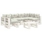vidaXL Set muebles de palets para jardín 7 pzas madera cojines beige vidaXL Set muebles de palets para jardín 7 pzas madera cojines beige