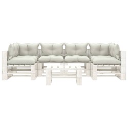 vidaXL Set muebles de palets para jardín 7 pzas madera cojines beige
