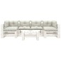vidaXL Set muebles de palets para jardín 7 pzas madera cojines beige vidaXL Set muebles de palets para jardín 7 pzas madera cojines beige