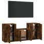 vidaXL Set de muebles de TV 3 pzas madera contrachapada roble ahumado vidaXL Set de muebles de TV 3 pzas madera contrachapada roble ahumado
