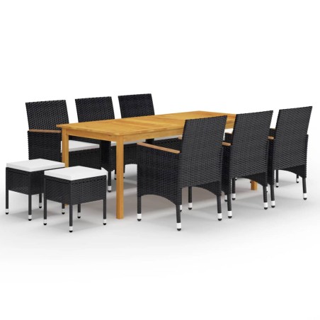 vidaXL Juego de comedor de jardín de 11 piezas negro