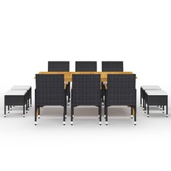 vidaXL Juego de comedor de jardín de 11 piezas negro