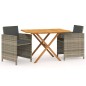 vidaXL Set de comedor de jardín 3 piezas con cojines gris vidaXL Set de comedor de jardín 3 piezas con cojines gris