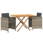 vidaXL Set de comedor de jardín 3 piezas con cojines gris vidaXL Set de comedor de jardín 3 piezas con cojines gris