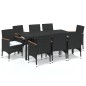 vidaXL Set de muebles de jardín 9 pzas y cojines ratán sintético negro vidaXL Set de muebles de jardín 9 pzas y cojines ratán sintético negro