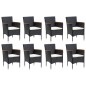 vidaXL Set de muebles de jardín 9 pzas y cojines ratán sintético negro vidaXL Set de muebles de jardín 9 pzas y cojines ratán sintético negro