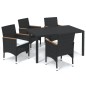 vidaXL Juego muebles jardín 5 pzas con cojines ratán sintético negro vidaXL Juego muebles jardín 5 pzas con cojines ratán sintético negro