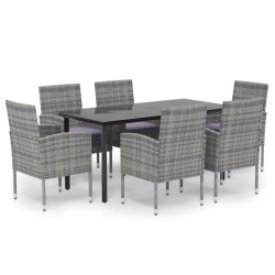 vidaXL Set de comedor jardín 7 pzas cojines ratán sintético antracita