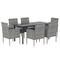 vidaXL Set de comedor jardín 7 pzas cojines ratán sintético antracita vidaXL Set de comedor jardín 7 pzas cojines ratán sintético antracita