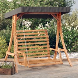vidaXL Banco columpio con toldo madera maciza abeto con acabado teca
