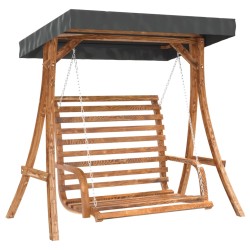 vidaXL Banco columpio con toldo madera maciza abeto con acabado teca