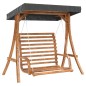 vidaXL Banco columpio con toldo madera maciza abeto con acabado teca vidaXL Banco columpio con toldo madera maciza abeto con acabado teca