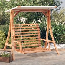 vidaXL Banco columpio con toldo madera maciza abeto con acabado teca