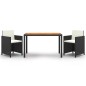 vidaXL Set de comedor de jardín 3 pzas y cojines ratán sintético negro vidaXL Set de comedor de jardín 3 pzas y cojines ratán sintético negro