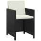 vidaXL Set de comedor de jardín 3 pzas y cojines ratán sintético negro vidaXL Set de comedor de jardín 3 pzas y cojines ratán sintético negro