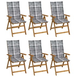 vidaXL Sillas de jardín plegables 6 uds y cojines madera maciza acacia