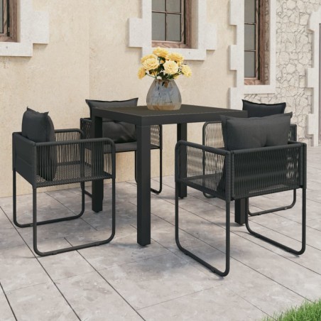 vidaXL Set de comedor de jardín de 5 piezas PVC ratán negro