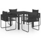 vidaXL Set de comedor de jardín de 5 piezas PVC ratán negro vidaXL Set de comedor de jardín de 5 piezas PVC ratán negro