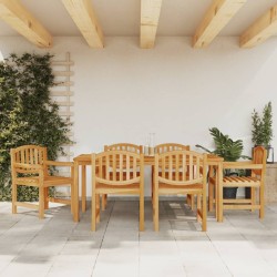 vidaXL Juego de comedor de jardín 7 piezas madera maciza de teca
