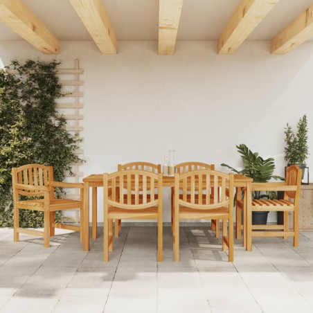 vidaXL Juego de comedor de jardín 7 piezas madera maciza de teca