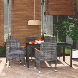 vidaXL Juego muebles jardín 5 pzas con cojines ratán sintético gris