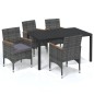 vidaXL Juego muebles jardín 5 pzas con cojines ratán sintético gris vidaXL Juego muebles jardín 5 pzas con cojines ratán sintético gris