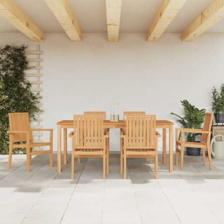 vidaXL Juego de comedor de jardín 7 piezas madera maciza de teca