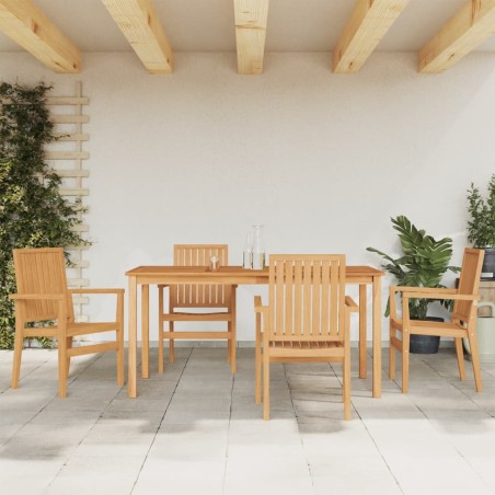 vidaXL Juego de comedor para jardín 5 piezas madera maciza de teca