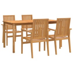 vidaXL Juego de comedor para jardín 5 piezas madera maciza de teca
